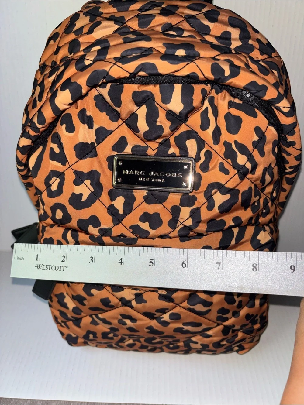 Marc Jacobs Quilted Leopard-Print Mini Backpack in Orange & Black